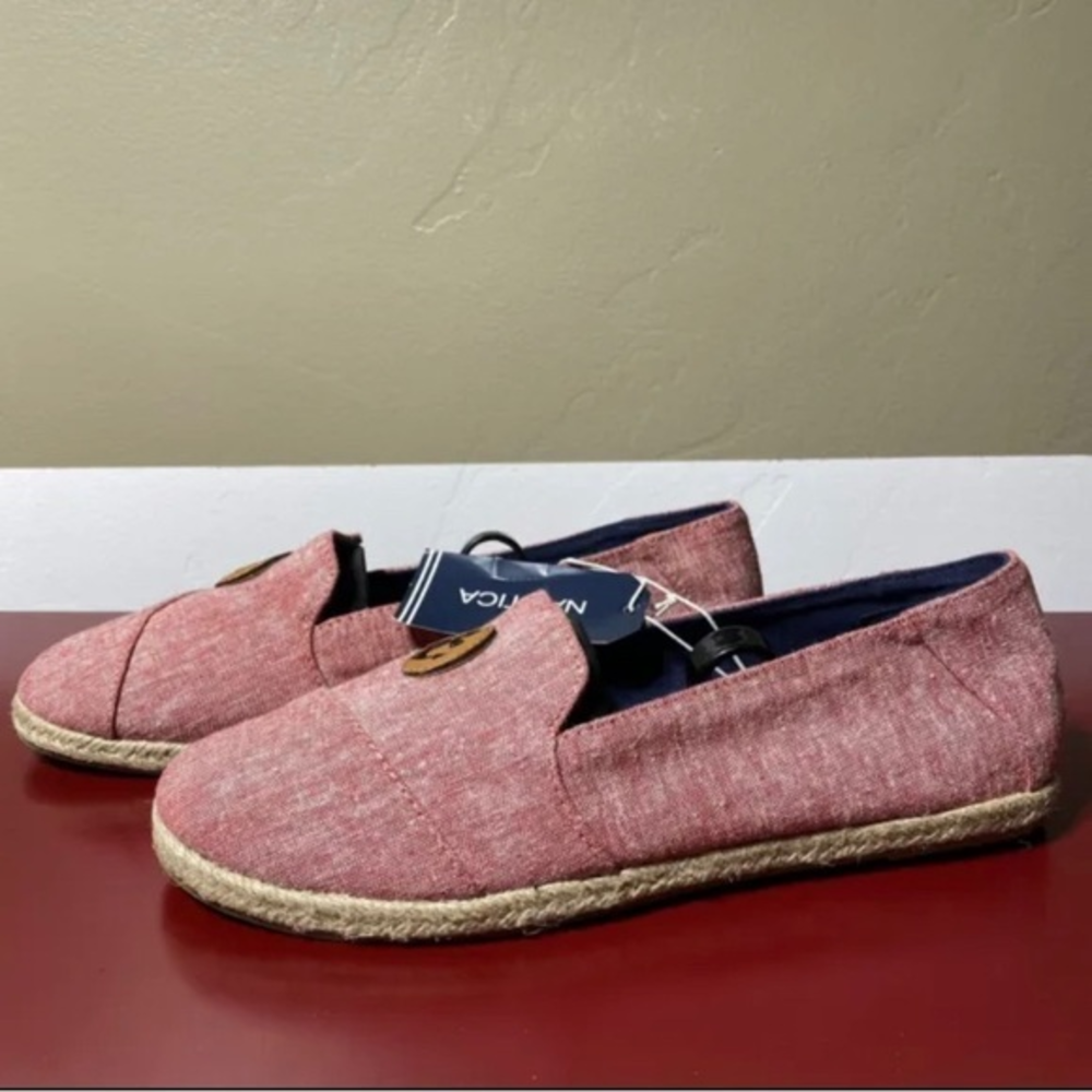 NAUTICA Size 9 Blase Red Canvas Flats Fabric Texture Shoes 8V7990